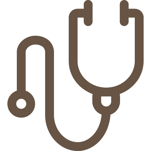 A stethoscope with a curved tube and earpieces facing outward.