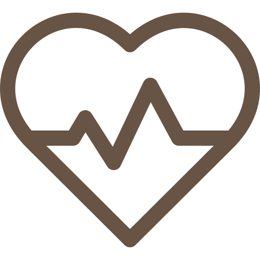 A heart shape with an ECG line inside, symbolizing health.