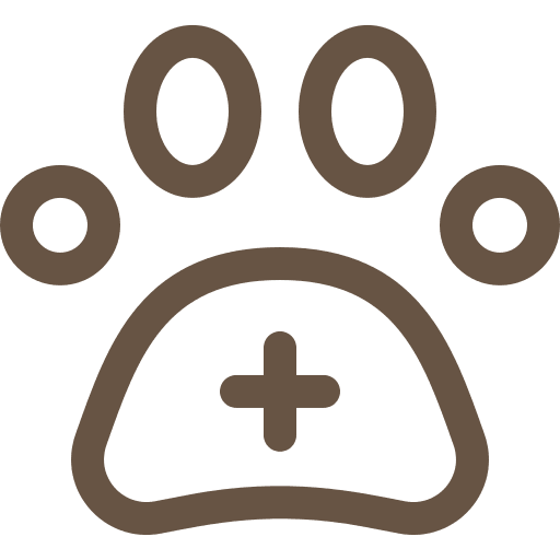 A paw print icon with a medical cross in the center.