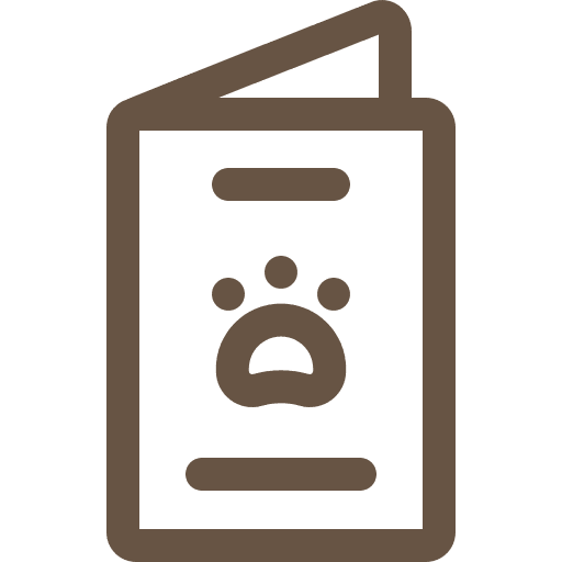 A booklet with a paw print on the cover.