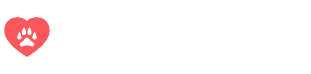 Red heart with paw print, accompanied by the text "Happy Paws House calls.