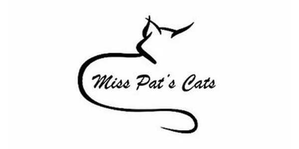 Outline of a cat with text "Miss Pat's Cats" inside the shape.