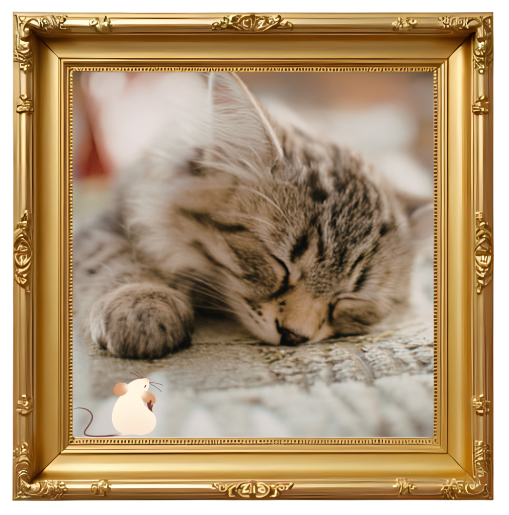 A photo of sleeping cat in a gold frame for Happy Paws House Calls in Morristown, NJ
